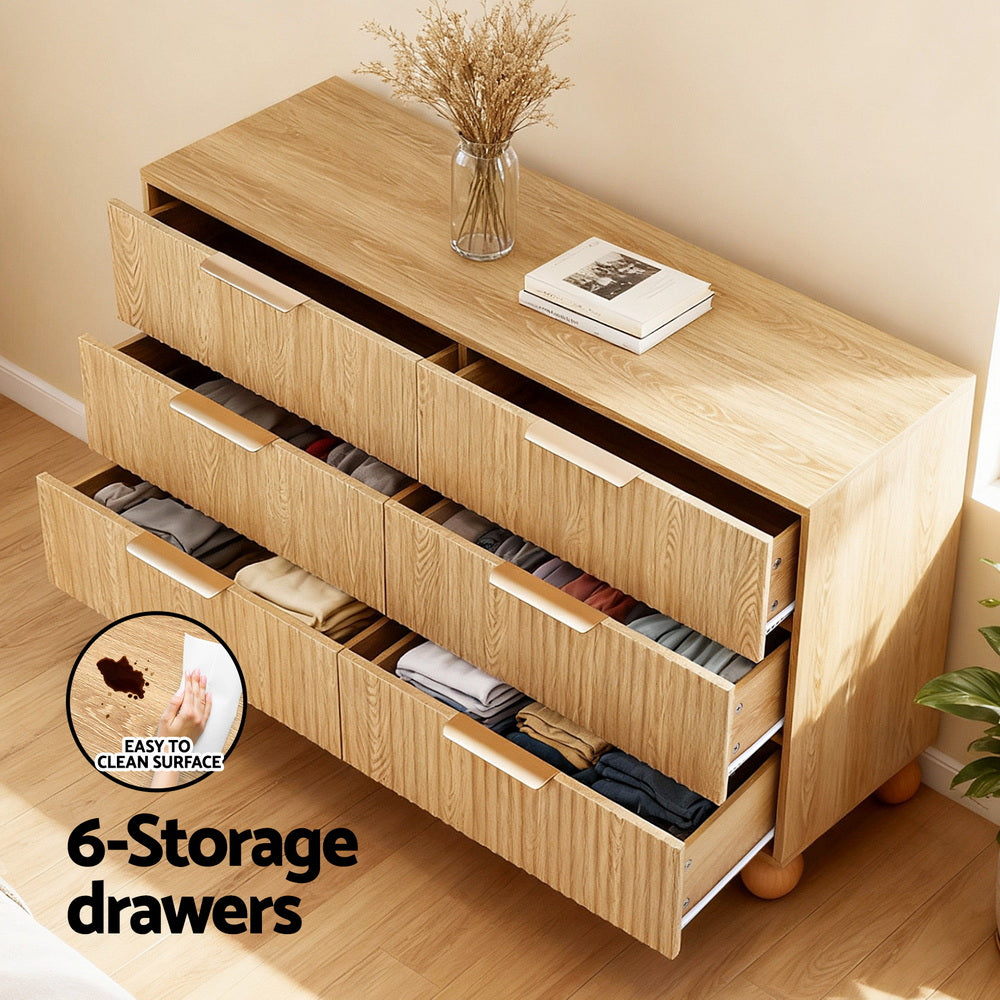 Tallboy Chest of Drawers | 6 Drawer | Pine Finish (Style 1)