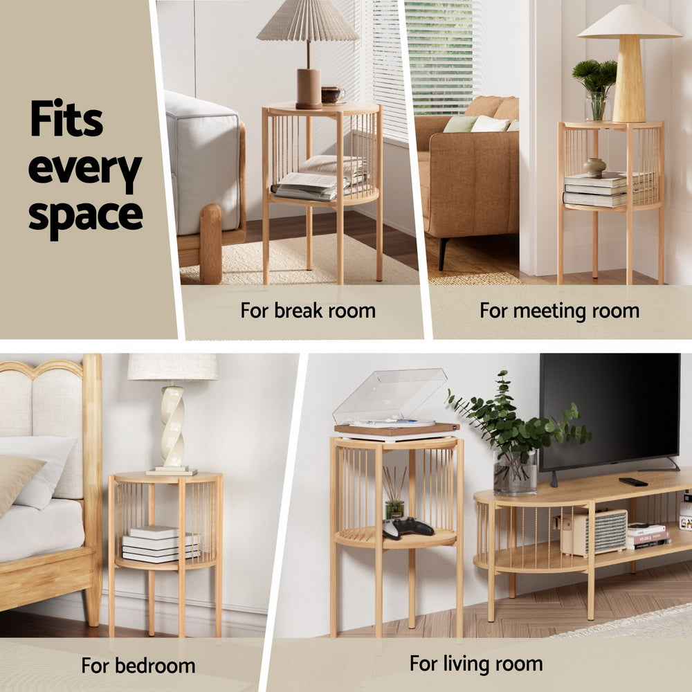 Artiss Coffee Table | 2-Tier | Round | Wood