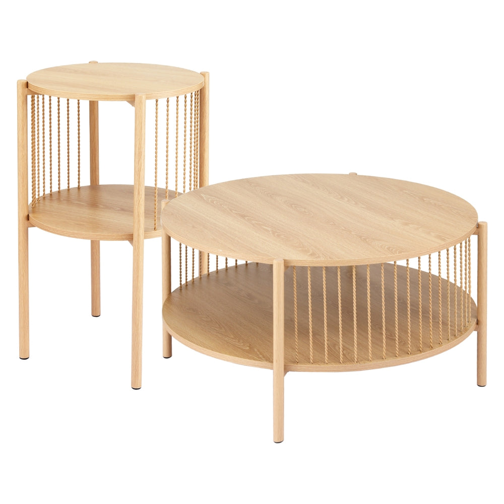 Coffee Table | 2-Tier Round Wooden Living Room Table