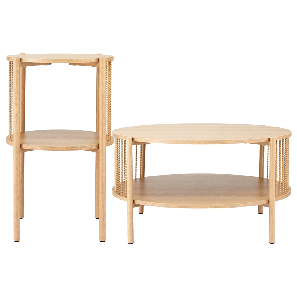 Coffee Table | 2-Tier Round Wooden Living Room Table