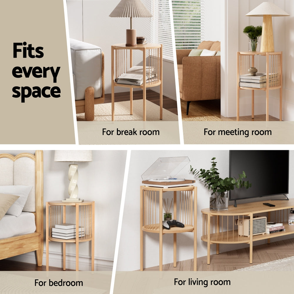 Coffee Table | 2-Tier Round Wooden Living Room Table