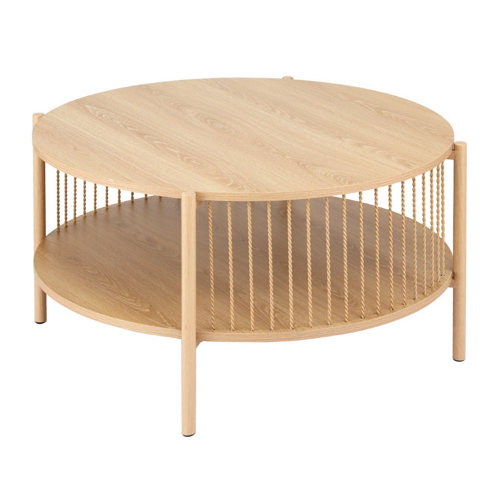 Artiss Coffee Table | 2-Tier | Round | Wood