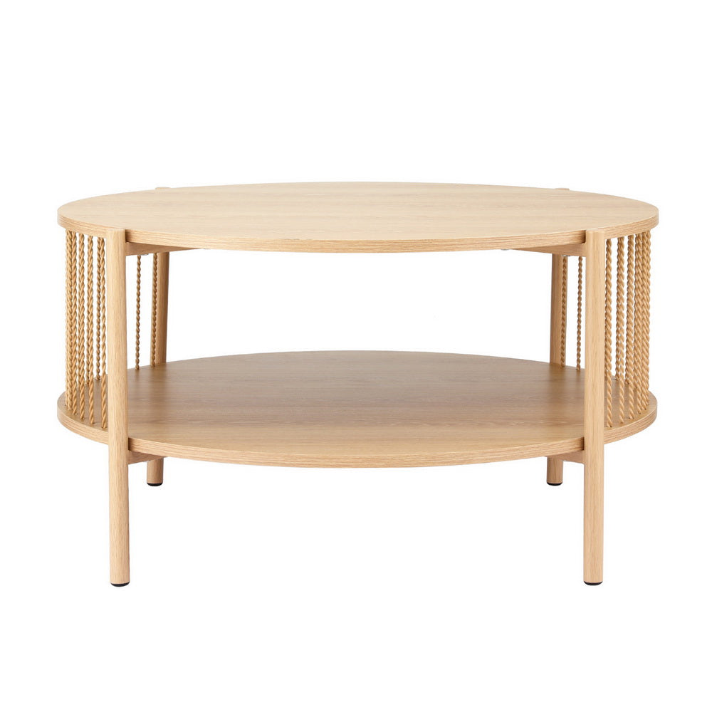 Artiss Coffee Table | 2-Tier | Round | Wood