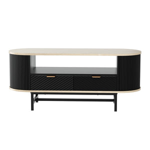 Coffee Table | Drawer & Shelf Storage | Wood & Black Finish