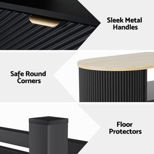 Coffee Table | Drawer & Shelf Storage | Wood & Black Finish