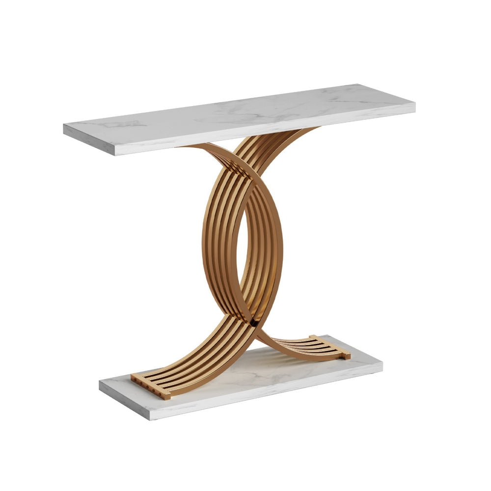 Artiss Console Table | Marble Effect | White & Gold