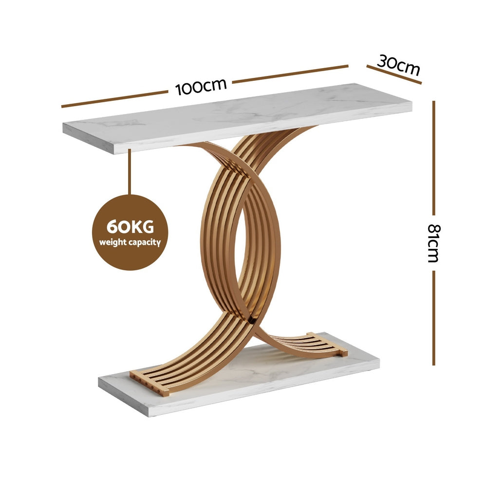 Artiss Console Table | Marble Effect | White & Gold