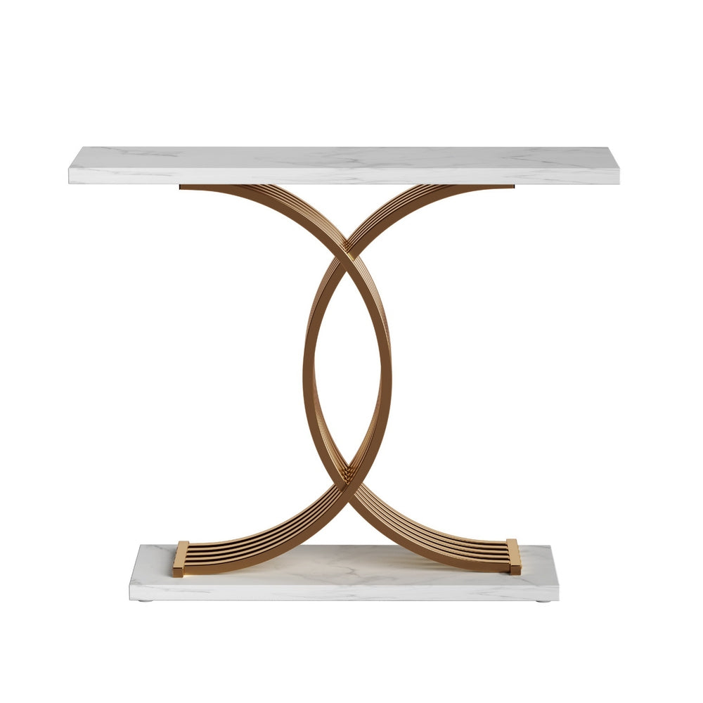 Artiss Console Table | Marble Effect | White & Gold