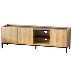 TV Unit 160cm | Entertainment Cabinet with Storage Shelves | Pine Wood