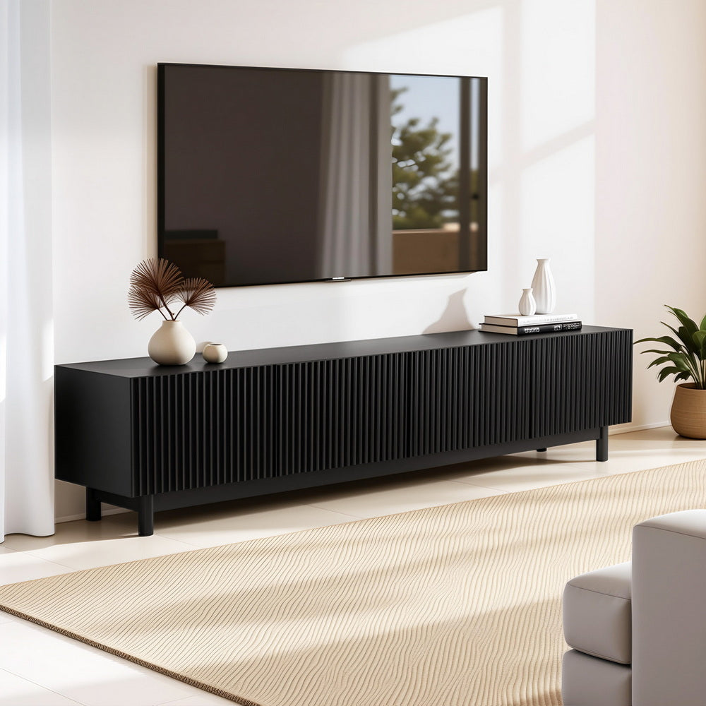 Entertainment Unit | TV Stand Cabinet | 180cm | Black Finish