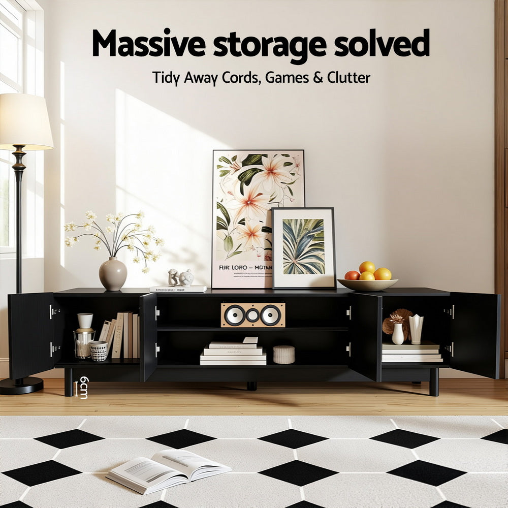 Entertainment Unit | TV Stand Cabinet | 180cm | Black Finish