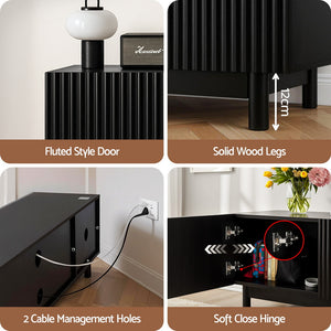 Entertainment Unit | TV Stand Cabinet | 180cm | Black Finish