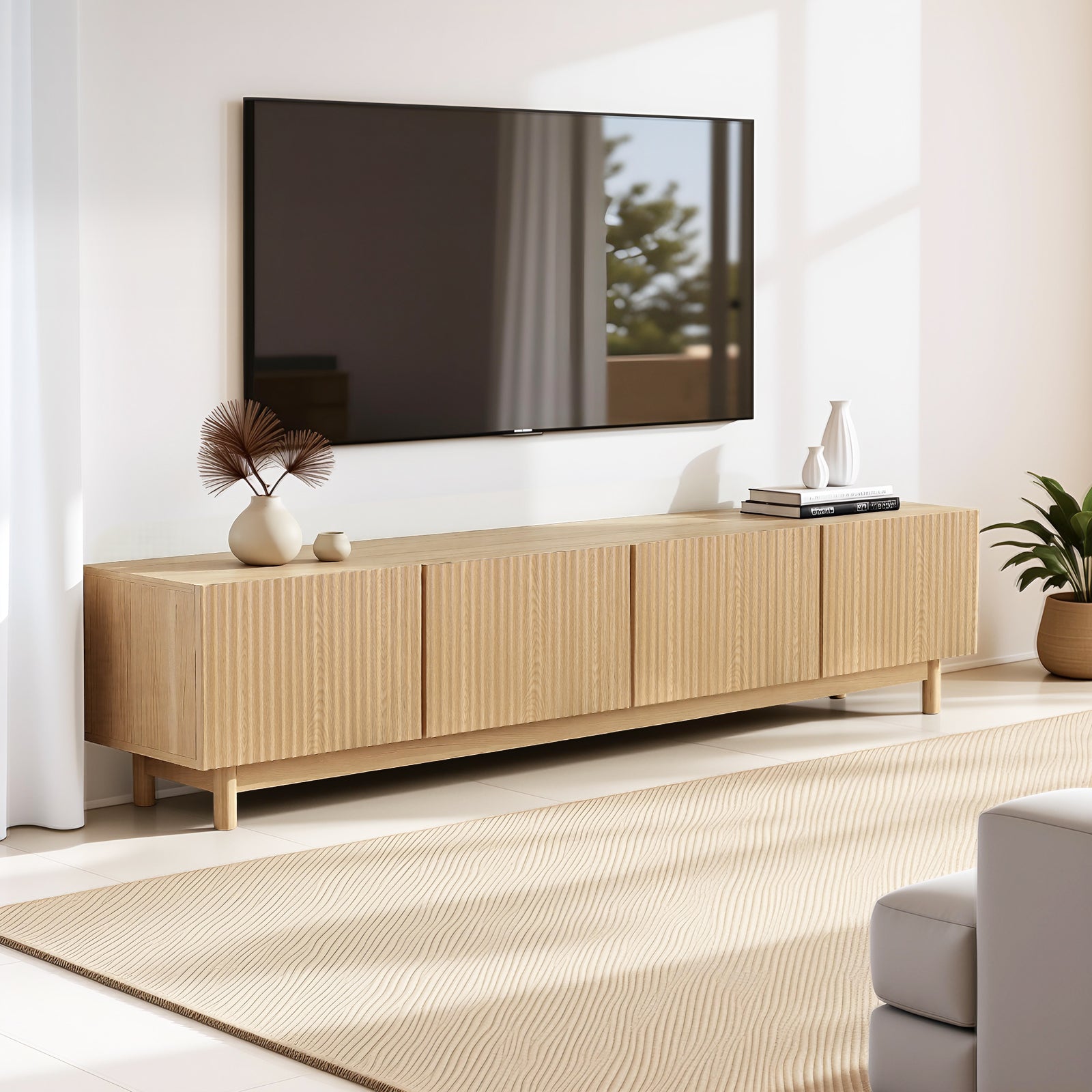 TV Entertainment Unit | 180cm Storage Cabinet | Pine