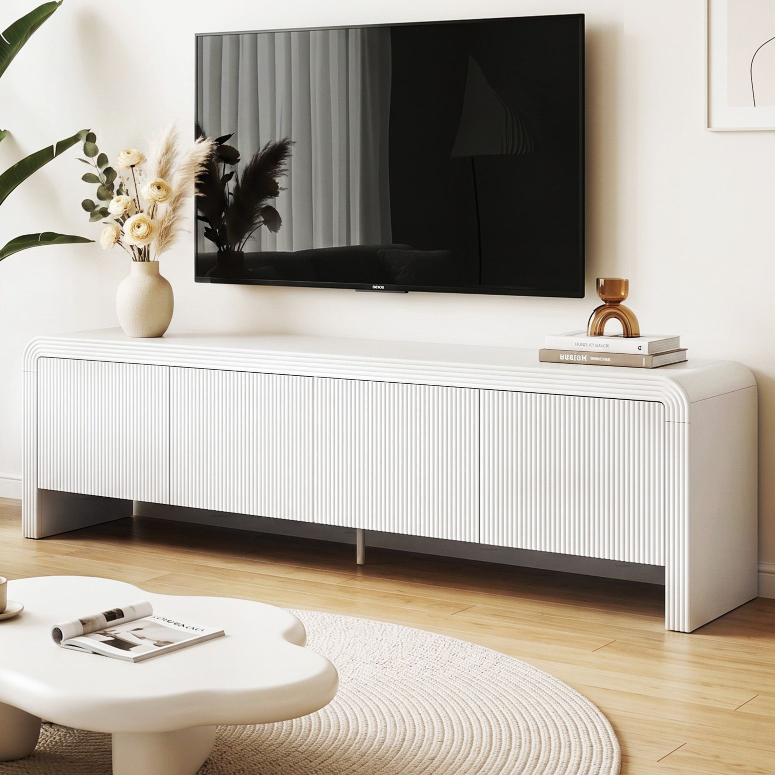 TV Entertainment Unit | 180cm Storage Cabinet | White
