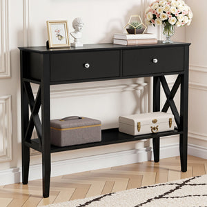 Console Table | 2 Drawers | 100cm | Black