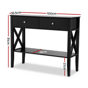Console Table | 2 Drawers | 100cm | Black