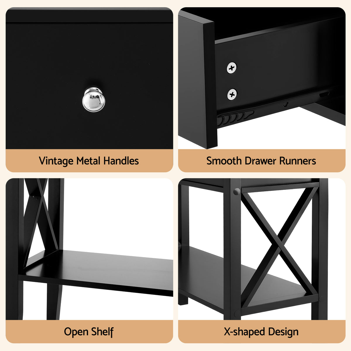 Console Table | 2 Drawers | 100cm | Black