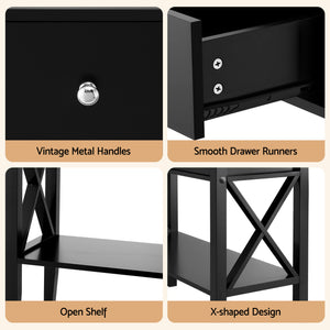 Console Table | 2 Drawers | 100cm | Black