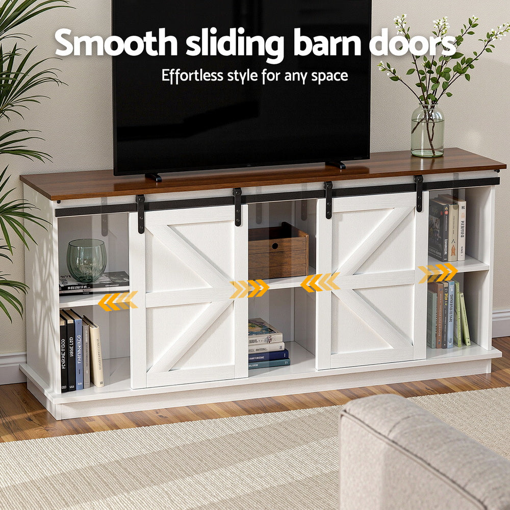 Buffet Sideboard Cabinet | Sliding Doors | Kitchen Storage | White