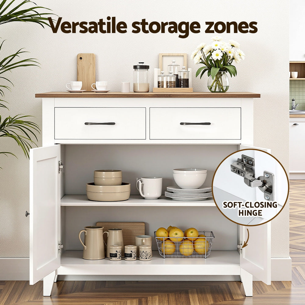 Hallway Sideboard Cabinet | Storage Cupboard | 2 Drawers | White