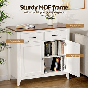 Hallway Sideboard Cabinet | Storage Cupboard | 2 Drawers | White