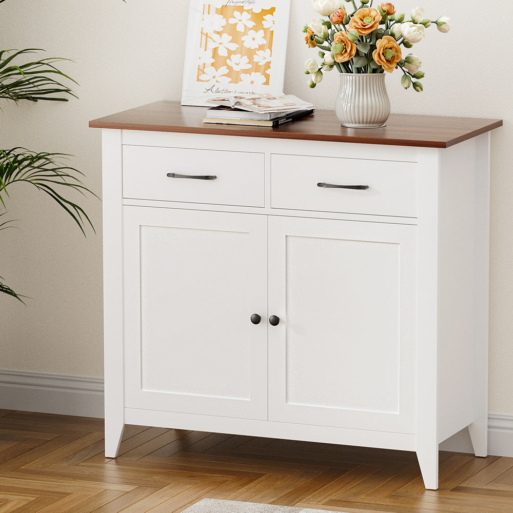 Hallway Sideboard Cabinet | Storage Cupboard | 2 Drawers | White