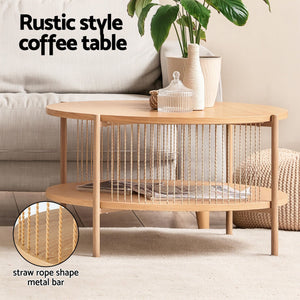 Artiss TV Unit & Coffee Table Set Storage Shelf Pine