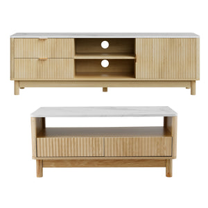 TV Unit & Coffee Table Set | Storage Drawers | Pine Finish