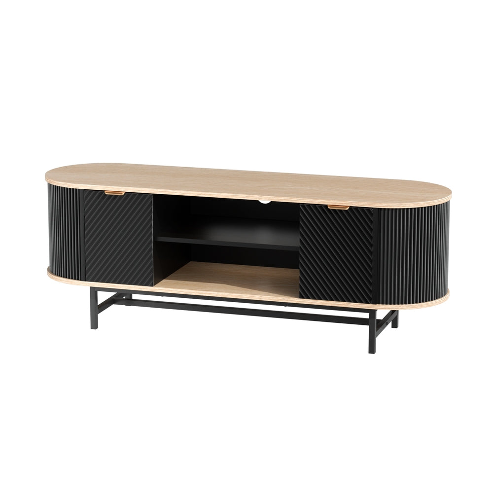 TV Unit | Entertainment Cabinet | Black & Pine Finish