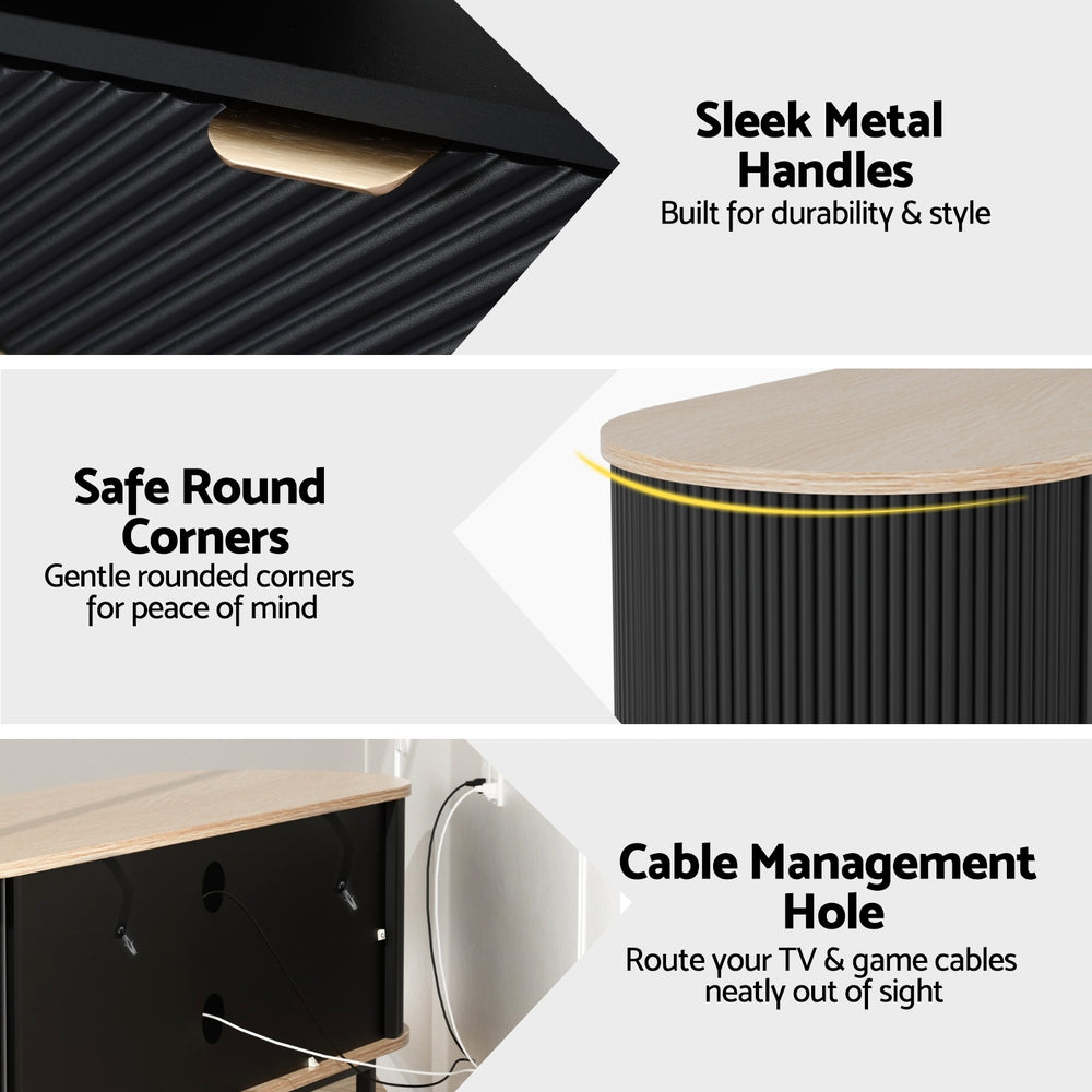 TV Unit | Entertainment Cabinet | Black & Pine Finish