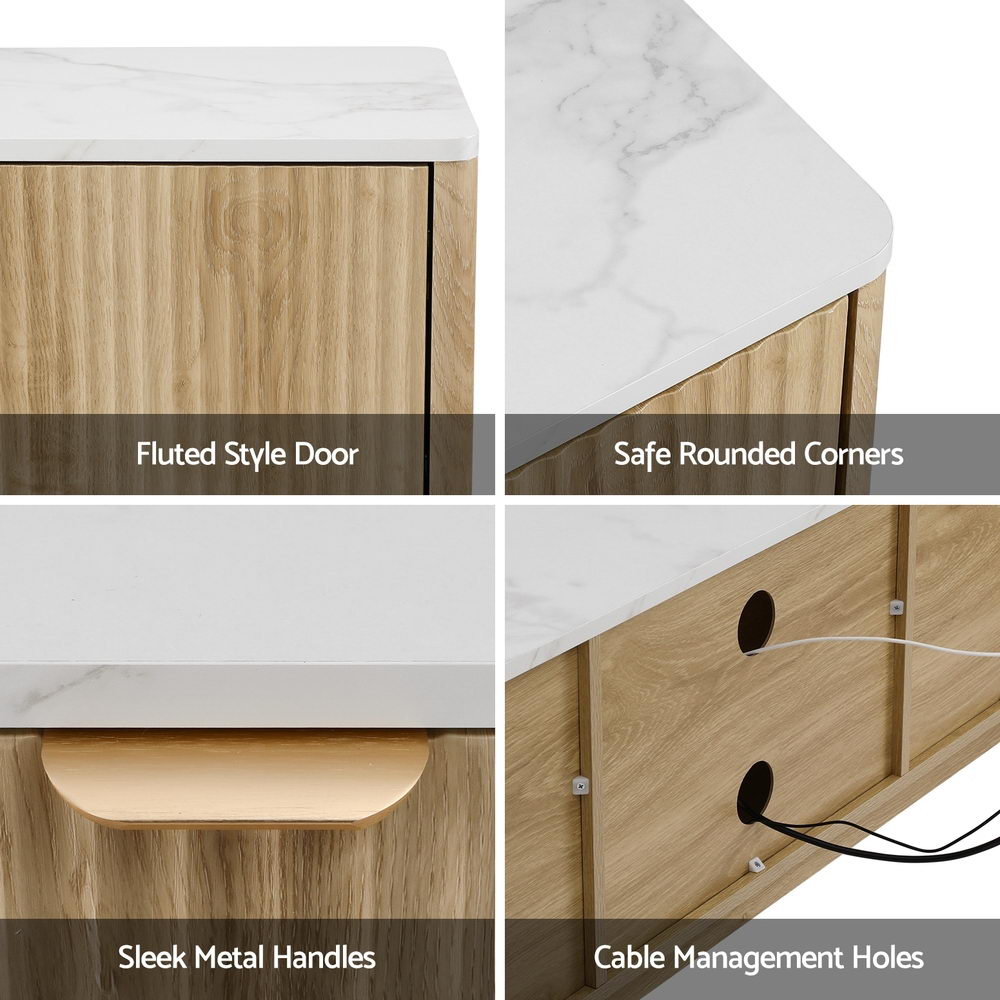 TV Unit 150cm | Entertainment Cabinet with Drawer & Shelf | Pine Wood