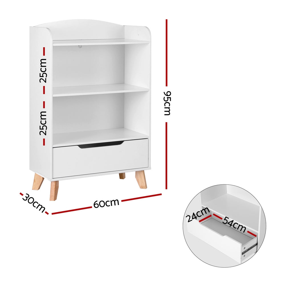 Bookshelf | 3 Tiers | Storage Bookcase | Toys Organizer Drawer