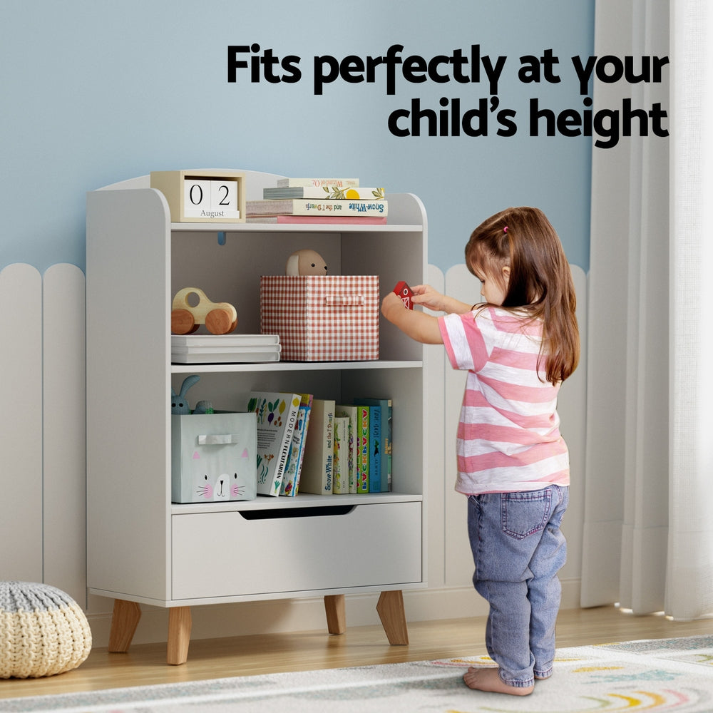 Bookshelf | 3 Tiers | Storage Bookcase | Toys Organizer Drawer