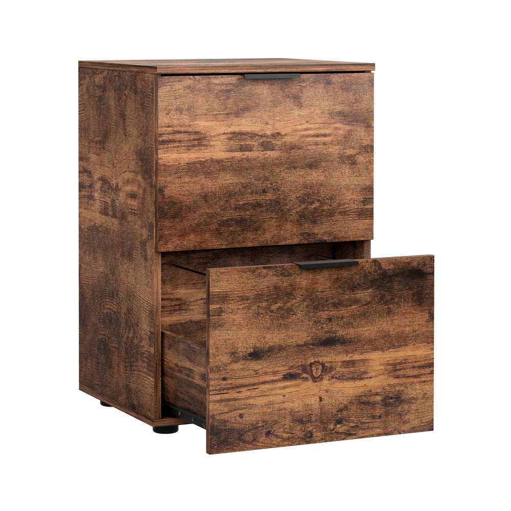 Mobile File Cabinet | 2 Drawer | Office File Organiser | Rustic Brown