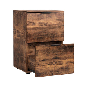 Mobile File Cabinet | 2 Drawer | Office File Organiser | Rustic Brown