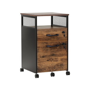 Filing Cabinet | 2 Drawer | With Wheels | Rustic Brown