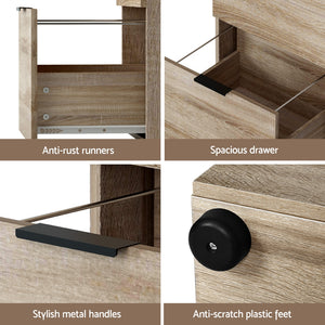 Artiss Filing Cabinet | 2 Drawer File Storage | Office Shelves | Oak