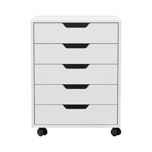 Artiss 5-Drawer Filing Cabinet | Mobile Rolling Storage Cabinet | Chest of Drawers | Stand | White