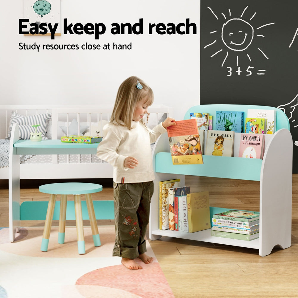 Kids Bookshelf 2 In 1 Table Chair Set | Bookcase Toys Shelves