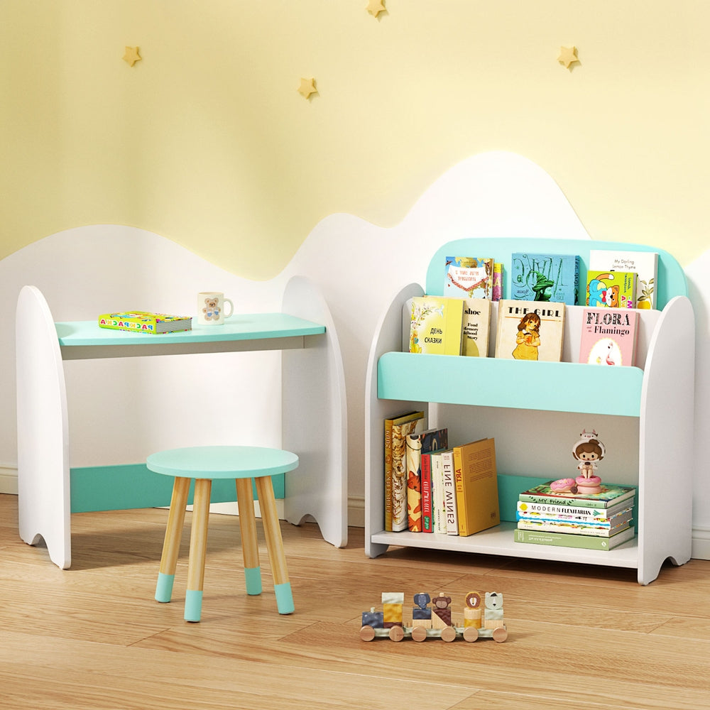 Kids Bookshelf 2 In 1 Table Chair Set | Bookcase Toys Shelves