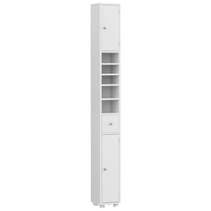 Bathroom Storage Cabinet | 180cm Tall Slim Floor Cupboard | Toilet Narrow Linen Tower
