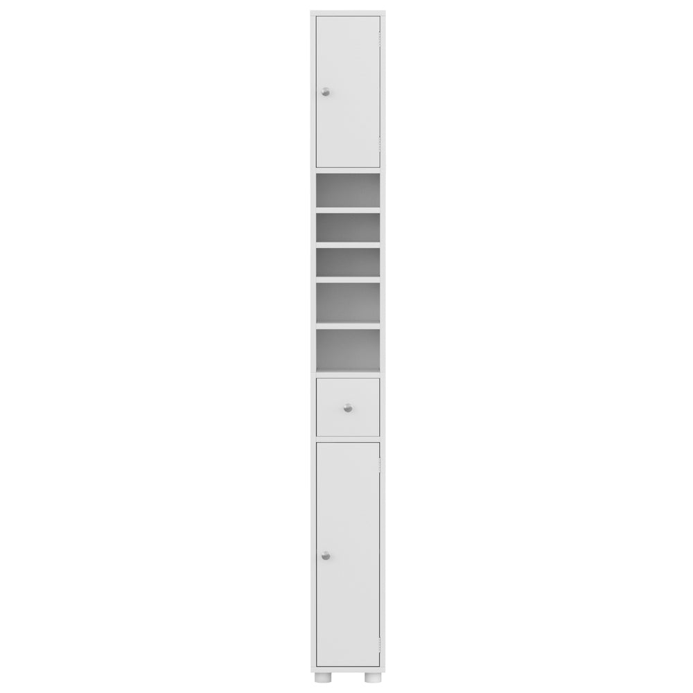 Bathroom Storage Cabinet | 180cm Tall Slim Floor Cupboard | Toilet Narrow Linen Tower