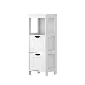 Bathroom Storage Cabinet | 89CM Floor Cupboard | Toilet Drawer Bedroom Organizer | White