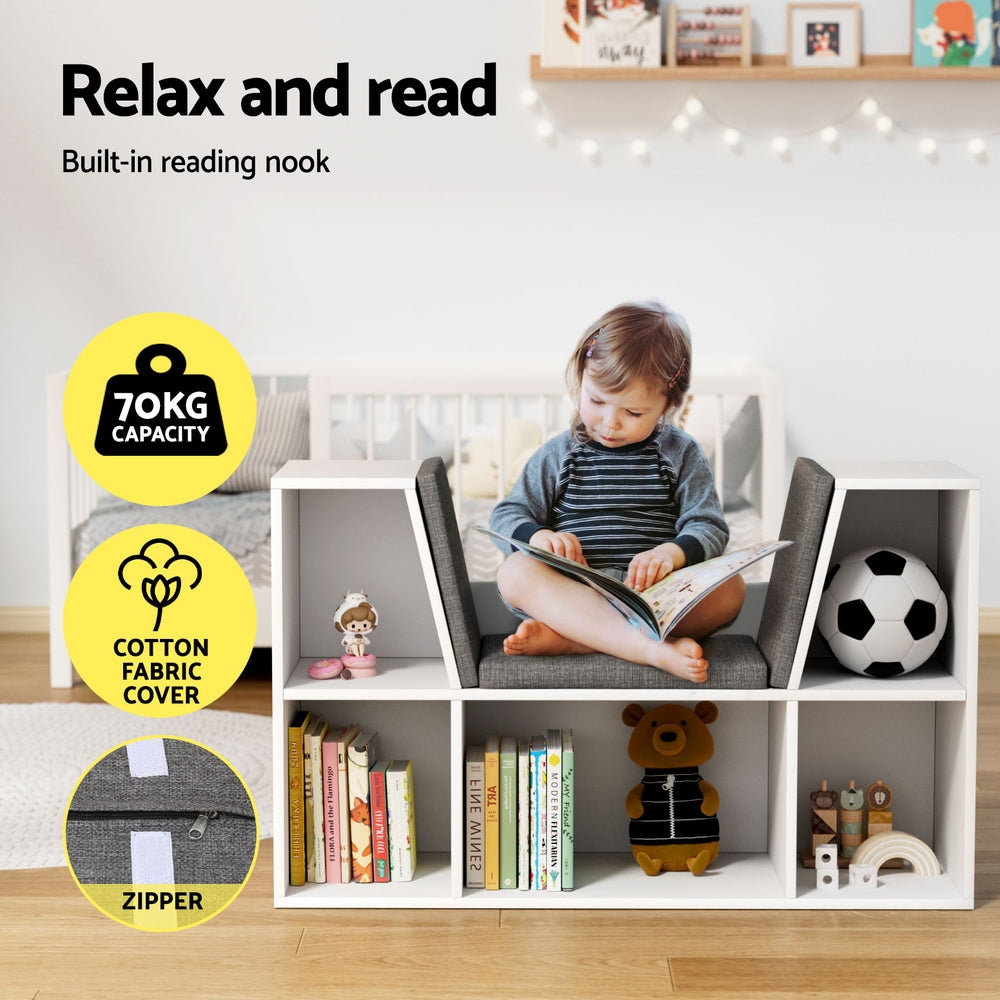 Kids Bookshelf Bookcase | Toys Box Shelves Storage Cabinet