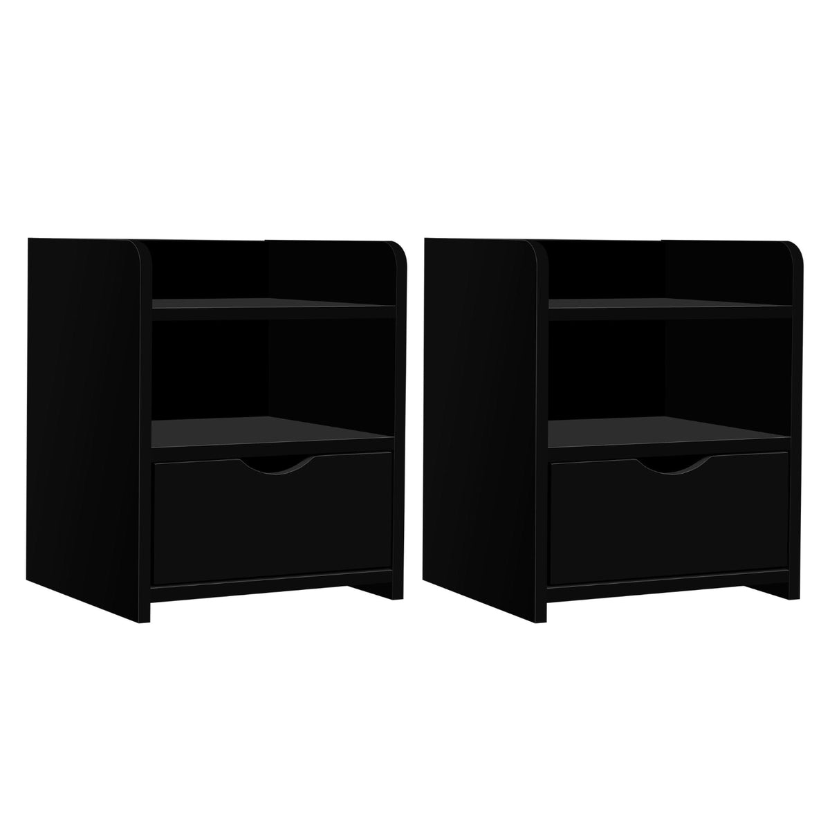 Artiss Bedside Tables | 2X | FARA | 1 Drawer with Shelf | Black
