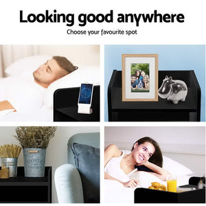 Artiss Bedside Tables | 2X | FARA | 1 Drawer with Shelf | Black