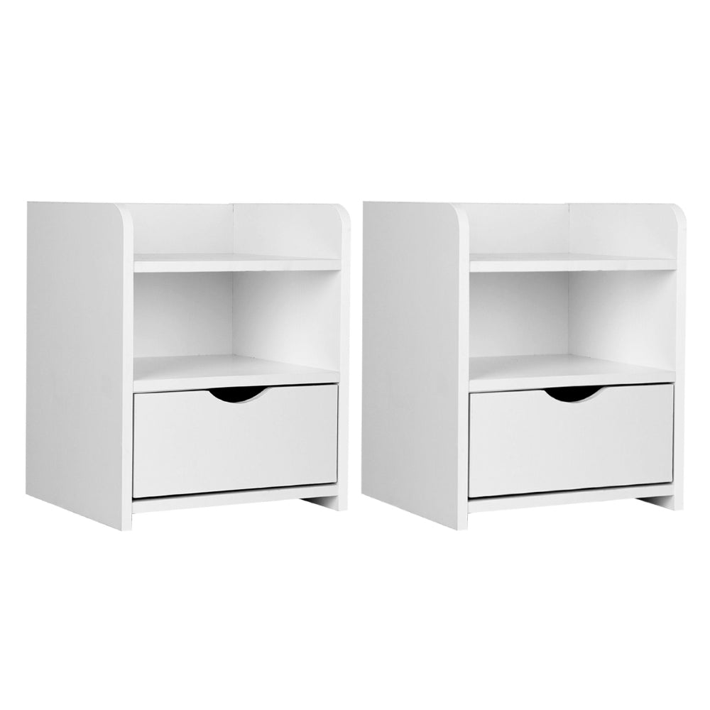 Artiss Bedside Tables | 2X | FARA | 1 Drawer with Shelf | White