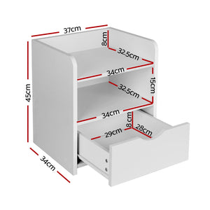 Artiss Bedside Tables | 2X | FARA | 1 Drawer with Shelf | White