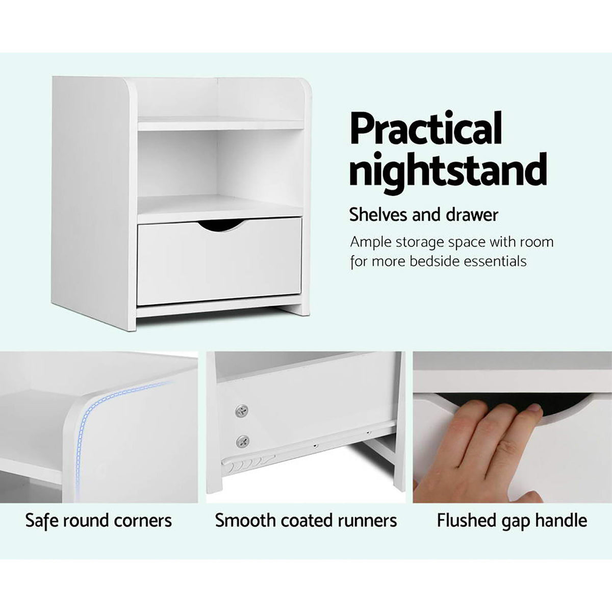 Artiss Bedside Tables | 2X | FARA | 1 Drawer with Shelf | White