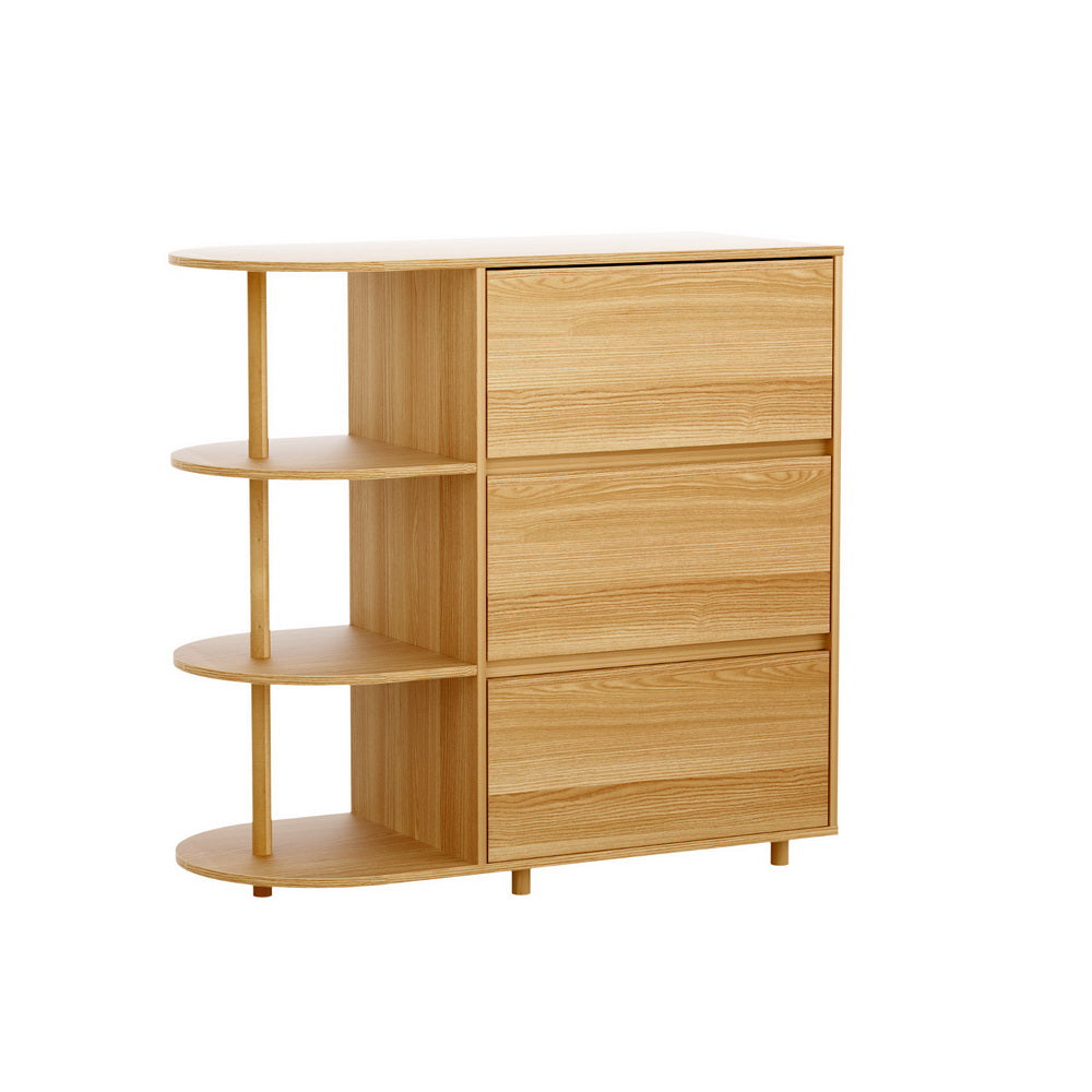 Chest of Drawers | 3-Drawer Storage Cabinet | 3 Shelves | Pine Wood Finish